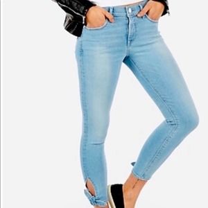 EXPRESS Denim Perfect Skinny Cropped Legging Jeans Blue